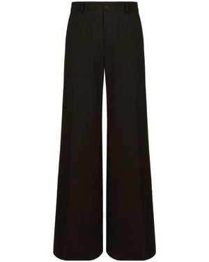 Dolce & Gabbana Wide-Leg Stretch Cotton Trousers - Black