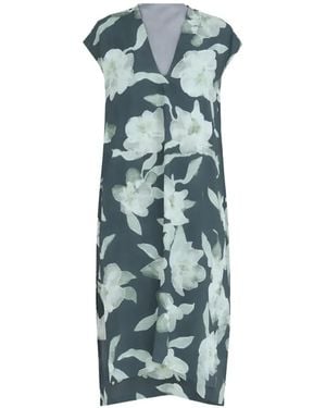 Christian Wijnants Deralos Floral V-Neck Midi Dress - Blue