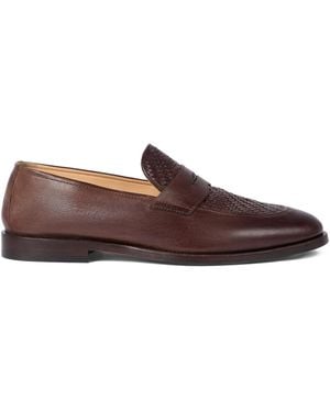Brunello Cucinelli Braided-Effect Penny-Slot Loafers - Brown
