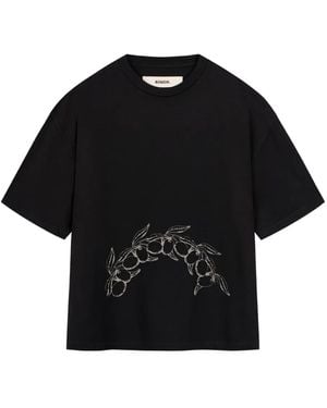 ROUGH T-Shirt Mit Grafischer Stickerei - Schwarz