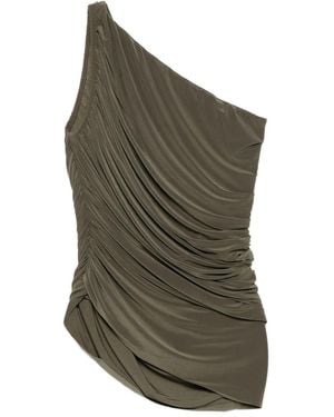 Norma Kamali Diana One-Shoulder Draped Swimsuit - Grey