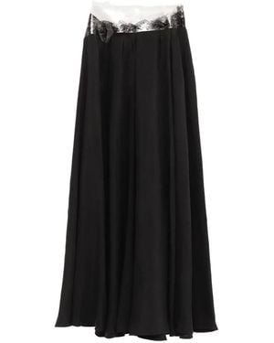 Maison Margiela Lace-Trim Pleated Maxi Skirt - Black