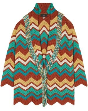Alanui Kaleidoscopic Chevron Knit Cardigan - Grey