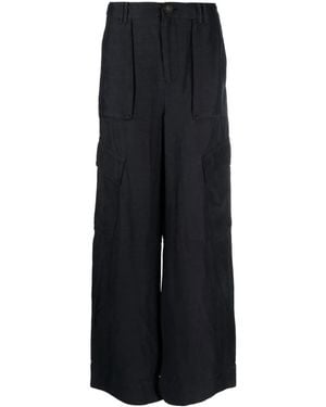 Vince Wide-Leg Linen Trousers - Black