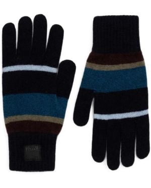 Paul & Shark Artist Stripe Ribbed-Cuff Gloves - Black