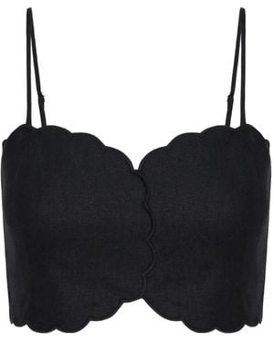 Hevron Delilah Scalloped Top - Black