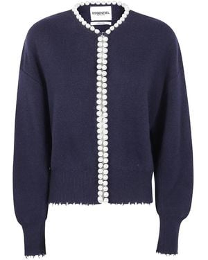 Essentiel Antwerp Cárdigan deshilachado con detalles de perlas - Azul