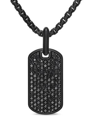 David Yurman Sterling Chevron Diamond Tag (27Mm) - Black
