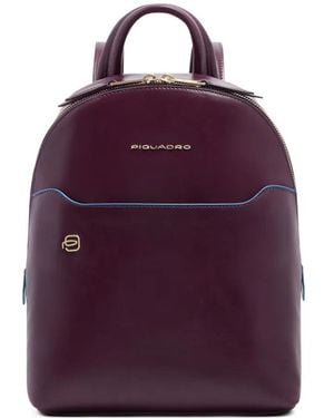 Piquadro Leather Backpack - Purple