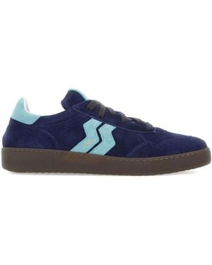 Strype Suede Logo-Appliqué Trainers - Blue