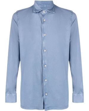 Fedeli Long-Sleeve Cotton Shirt - Blue