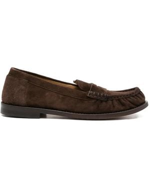 Julie Dee Penny-Strap Suede Loafers - Brown