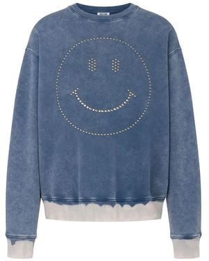 Moschino Smiley Face-Studded Sweatshirt - Blue