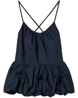 Twinset Poplin Flounce Top - Blue