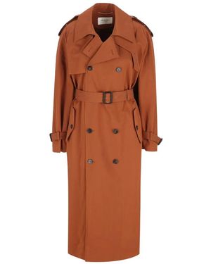 Saint Laurent Belted Double-Breasted Coat - Brown