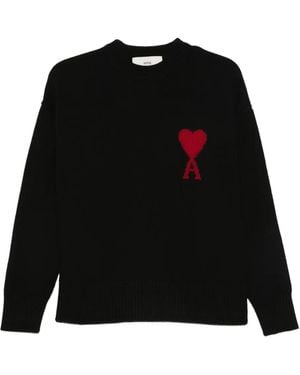 Ami Paris Pullover Mit Herzmotiv - Schwarz