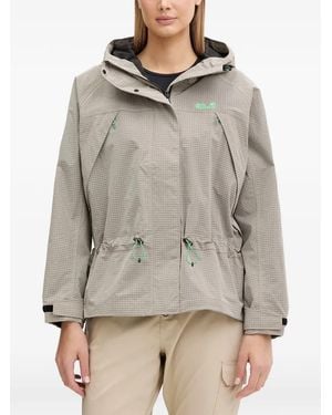 Jack Wolfskin Find The Wild 2L Grid-Pattern Hooded Jacket - Grey