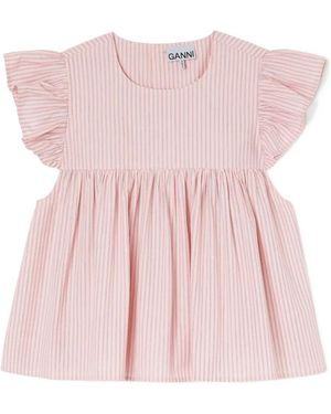 Ganni Frill Sleeve Top - Pink