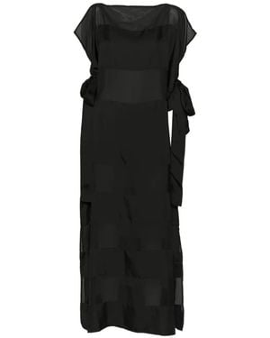 Cynthia Rowley Robe Longue À Empiècement Transparent En Soie - Black