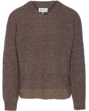 Maison Margiela Trui Met Gestikt Logo - Bruin