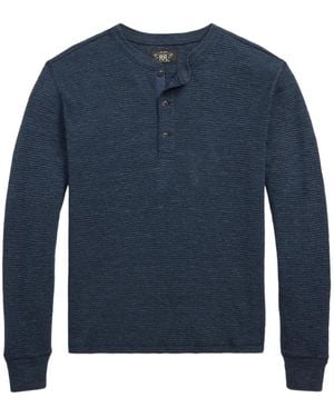 RRL Henley-T-Shirt Aus Baumwolle - Blau