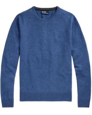 Polo Ralph Lauren Tailored Round Neck Sweater With Subtle Logo Detai - Blau