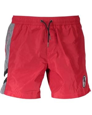 KARL LAGERFELD Stripe-Detail Swim Shorts - Red