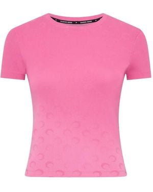Marine Serre Faded-Moon Baby-Fit T-Shirt - Pink