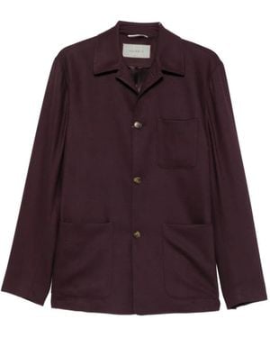 Canali Button-Up Patch-Pocket Shirt Jacket - Purple