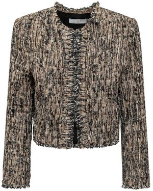 IRO Carlia Frayed-Edge Tweed Jacket - Black