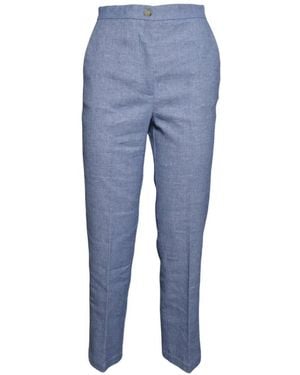 SOLOTRE Button-Up Straight-Leg Trousers - Blue