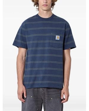 Carhartt S/S Bert Striped Pocket T-Shirt - Blue