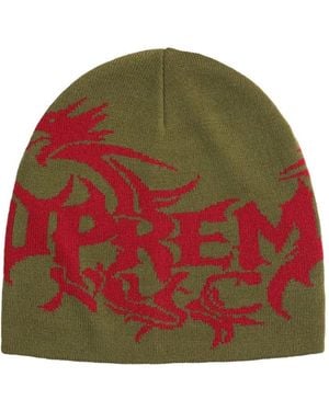 Supreme Dragon-Intarsia Beanie Hat - Green