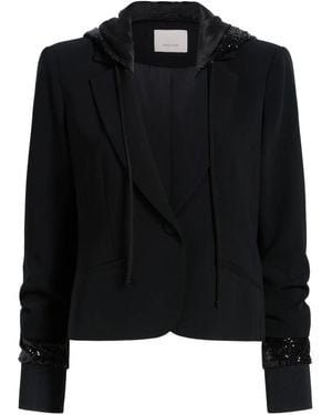 Cinq À Sept Le Petit Khloe Sequin Hooded Jacket - Black