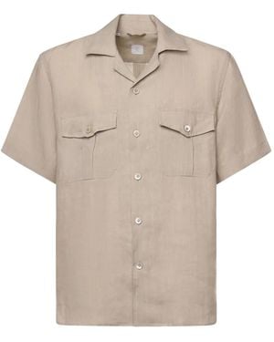Eleventy Chest-Pocket Short-Sleeve Shirt - Natural