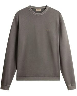 Woolrich Sweater Met Geribbelde Details En Logo - Grijs