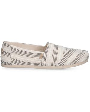 TOMS Alpargata Classic Striped Canvas Slip-On Flats - White