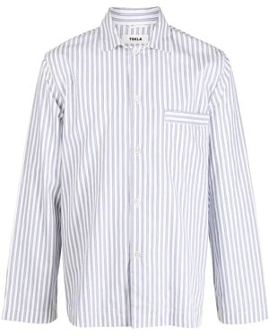 Tekla Striped Cotton Pyjama Shirt - White