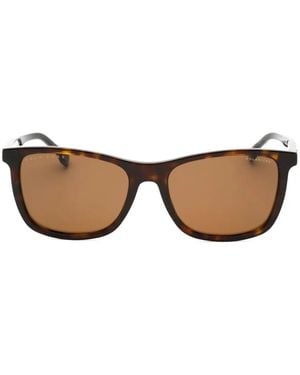 BOSS Tortoiseshell-Effect Rectangle-Frame Sunglasses - Brown