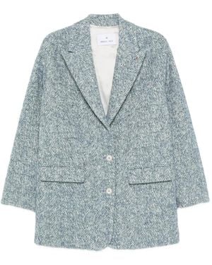 Manuel Ritz Chevron-Pattern Tweed Jacket - Blue