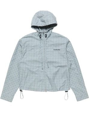 Acne Studios Check-Pattern Hooded Jacket - Blue
