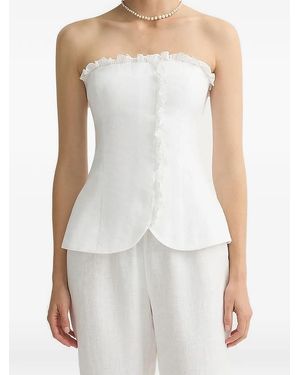 Posse Florence Ruffled Strapless Blouse - White
