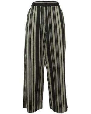 Weekend by Maxmara Striped Wide-Leg Pants - Black