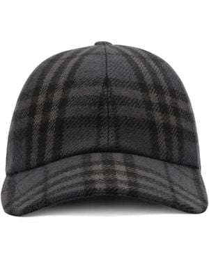 Burberry Check Wool Baseball Cap - Black