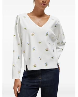 Blugirl Blumarine Pullover Mit Blumenstickerei - Grau