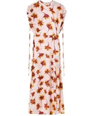 Lee Mathews Franz Maxikleid mit Blumen-Print - Weiß
