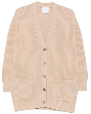 Malo Cardigan En Maille Nervurée À Col V - Neutre