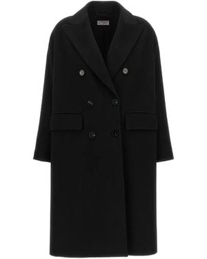 Alberto Biani Peak-Lapel Double-Breasted Coat - Black