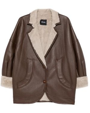 Dixie Faux-Shearling Trim Coat - Brown