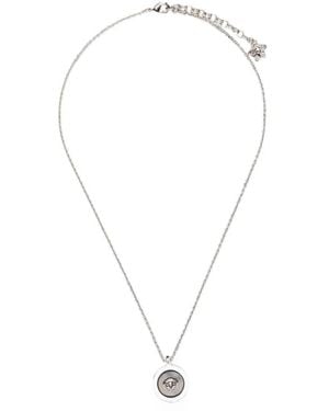Versace Logo-Pendant Necklace - White